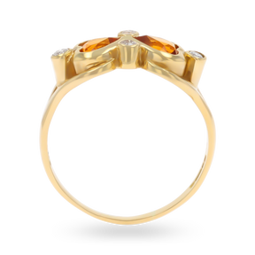 18ct Yellow Gold Citrine & Diamond Bow Ring