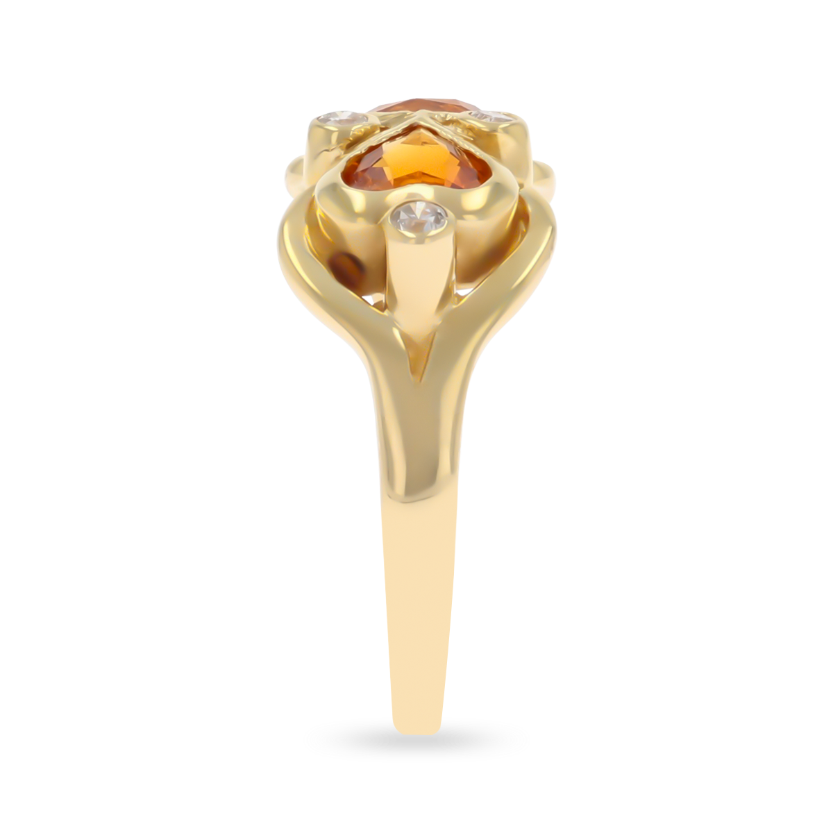 18ct Yellow Gold Citrine & Diamond Bow Ring