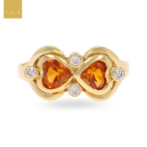 18ct Yellow Gold Citrine & Diamond Bow Ring