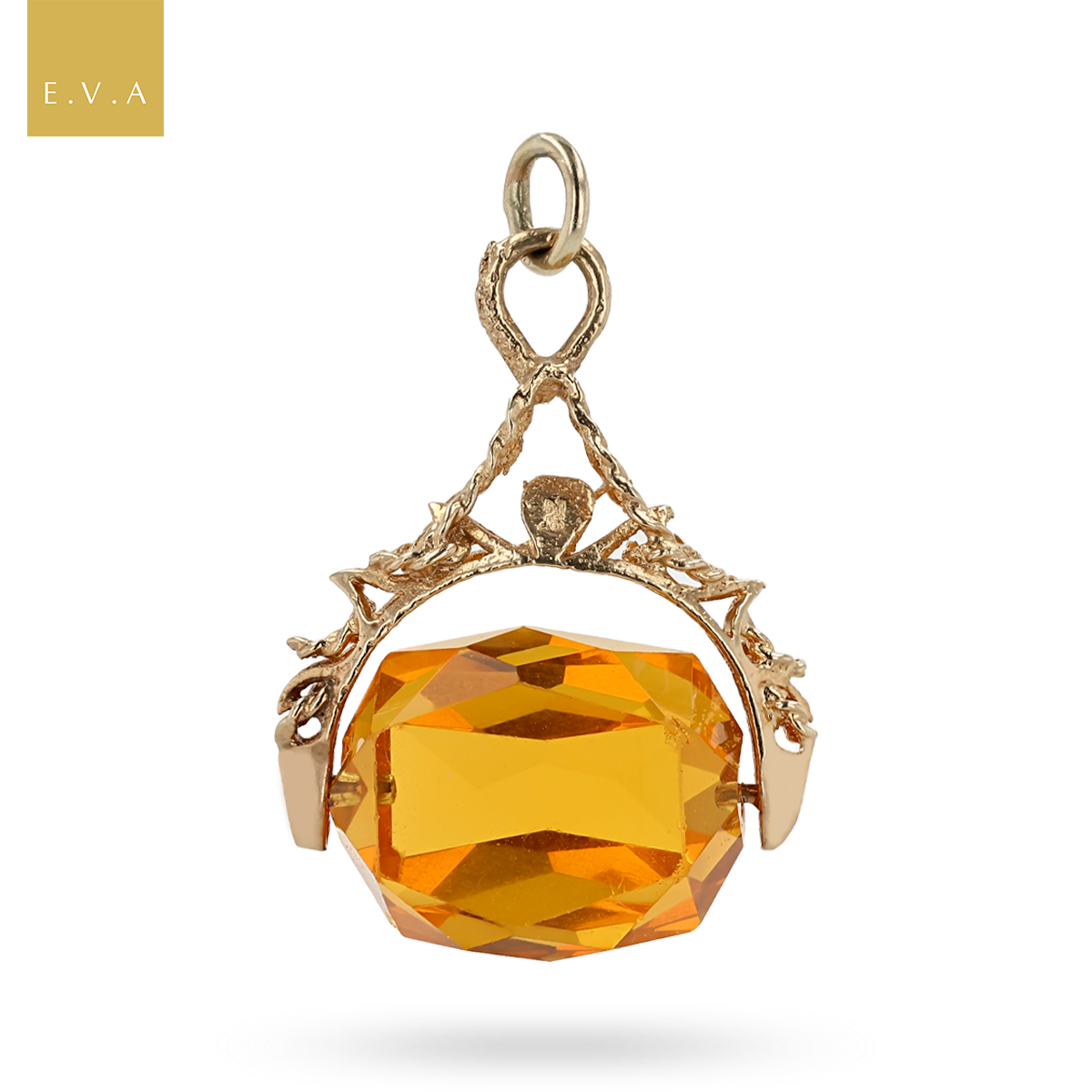 9ct Yellow Gold Citrine Spinning Watch Fob