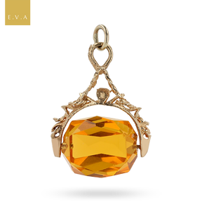 9ct Yellow Gold Citrine Spinning Watch Fob