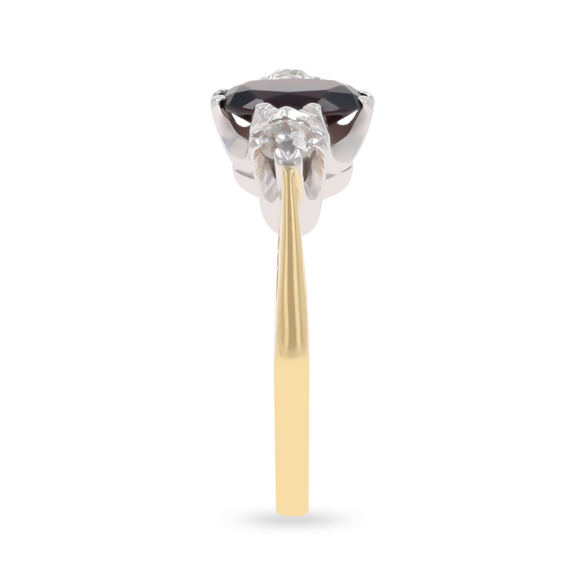 18ct Yellow Gold Garnet & Diamond Trilogy Ring