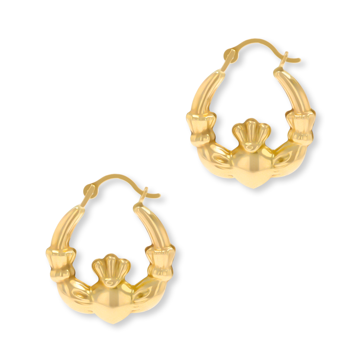 9ct Yellow Gold Micro Claddagh Creole Earrings