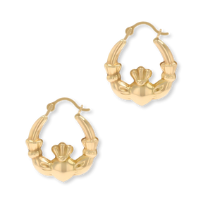 9ct Yellow Gold Micro Claddagh Creole Earrings