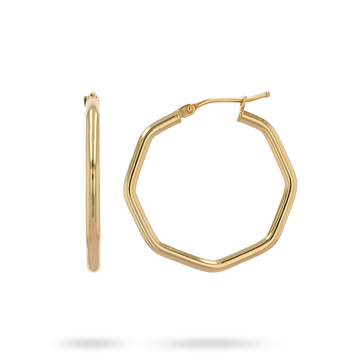 9ct Yellow Gold 22mm Octagon Hoop Earrings