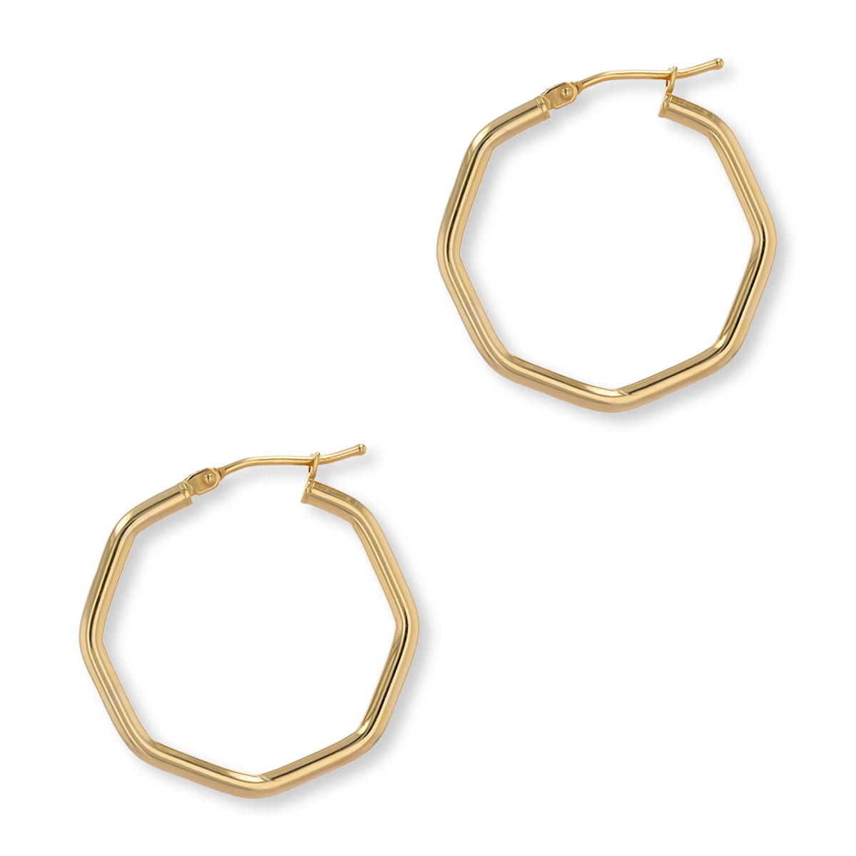 9ct Yellow Gold 22mm Octagon Hoop Earrings