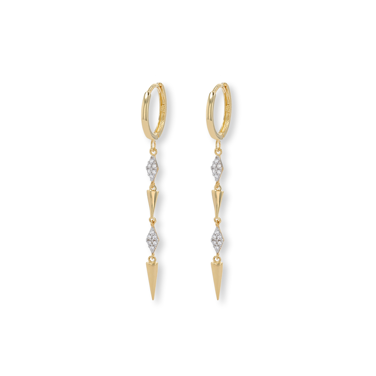 9ct Yellow Gold Cubic Zirconia Shard Drop Earrings