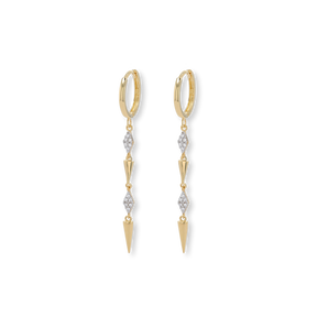 9ct Yellow Gold Cubic Zirconia Shard Drop Earrings