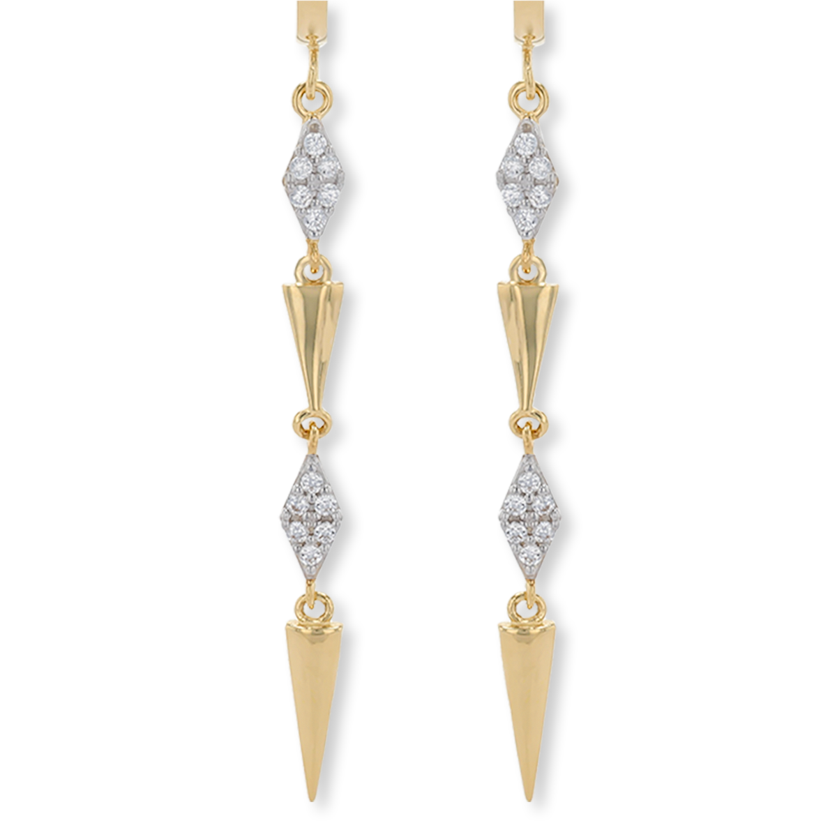 9ct Yellow Gold Cubic Zirconia Shard Drop Earrings