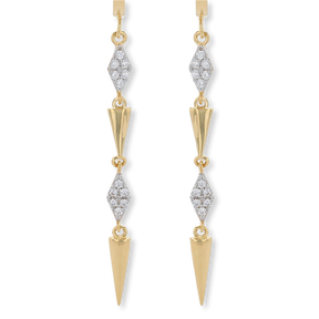 9ct Yellow Gold Cubic Zirconia Shard Drop Earrings