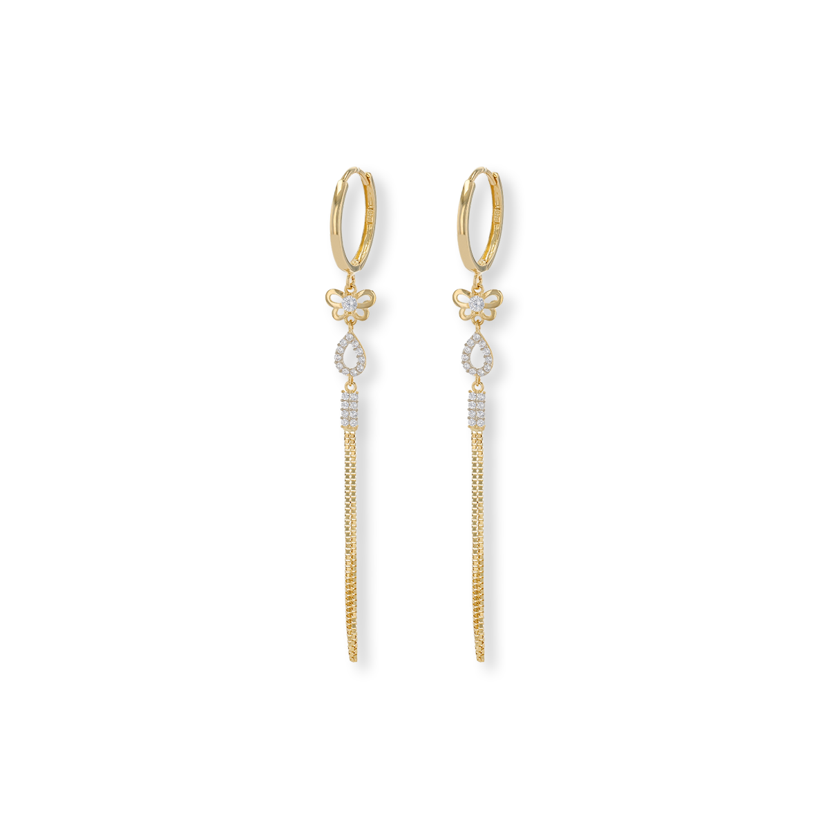 9ct Yellow Gold Cubic Zirconia Butterfly Drop Earrings