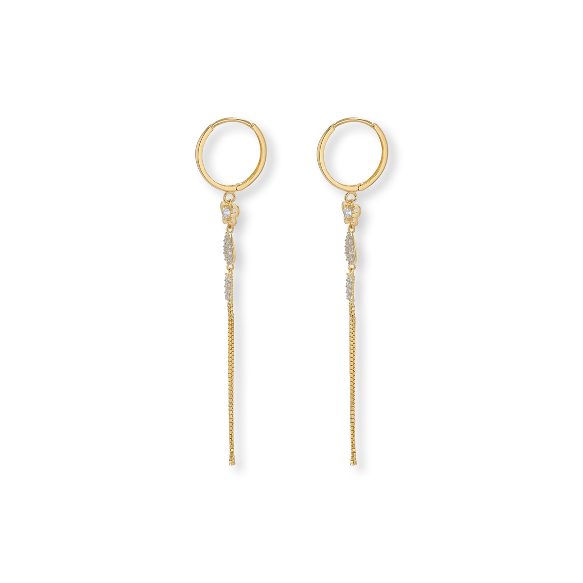 9ct Yellow Gold Cubic Zirconia Butterfly Drop Earrings