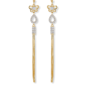 9ct Yellow Gold Cubic Zirconia Butterly Drop Earrings