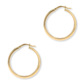 9ct Yellow Gold Flat Ribbed Round Hoop Earrings