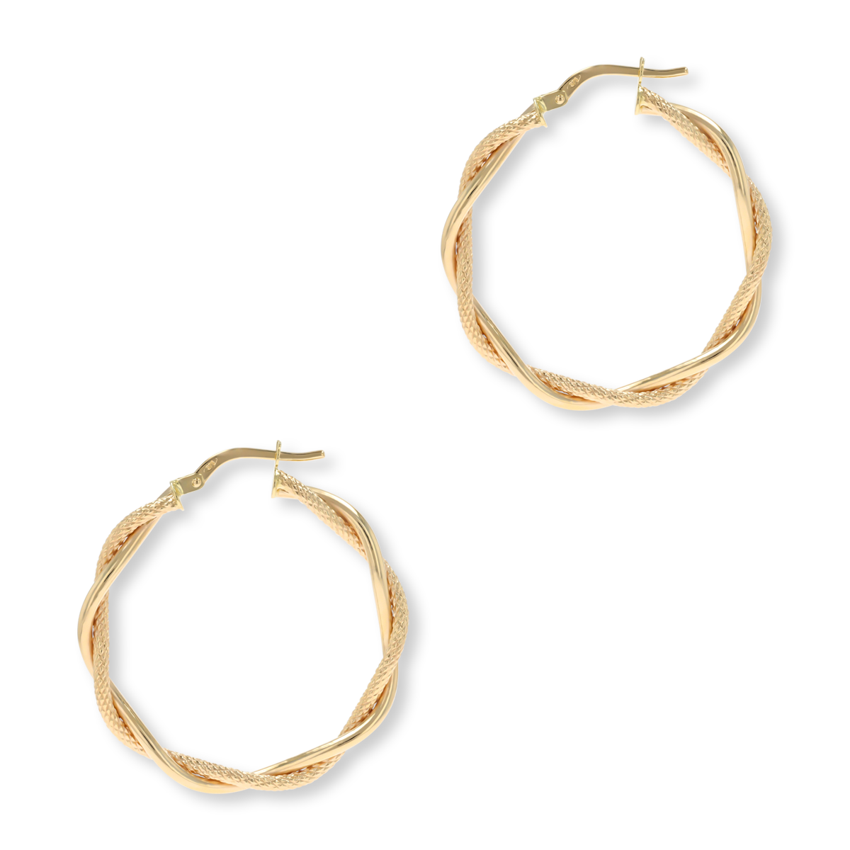 9ct Yellow Gold Double Twist Patterned Hoop Earrings