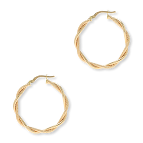 9ct Yellow Gold Double Twist Patterned Hoop Earrings