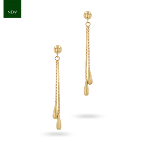 9ct Yellow Gold Tassel Teardrop Earrings