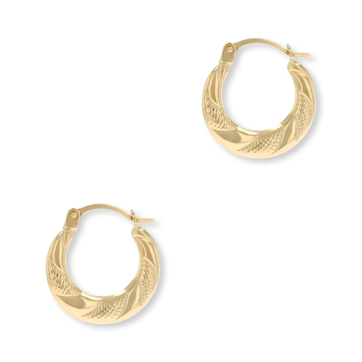 9ct Yellow Gold 8mm Diamond Cut Twisted Creole Earrings