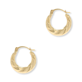 9ct Yellow Gold 8mm Diamond Cut Twisted Creole Earrings