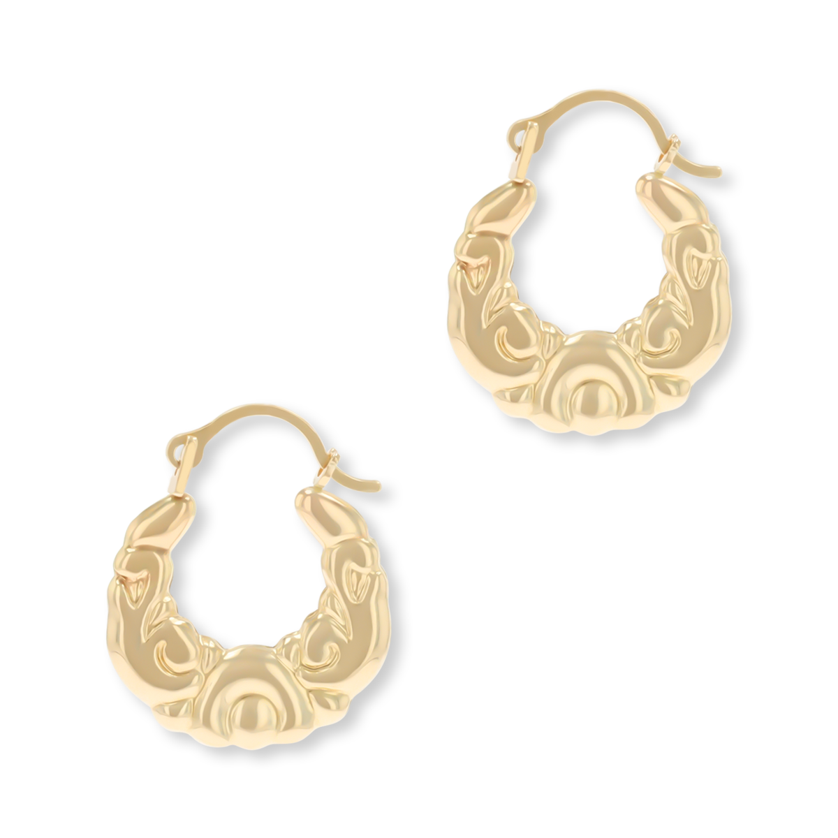 9ct Yellow Gold Micro Scroll Creole Earrings