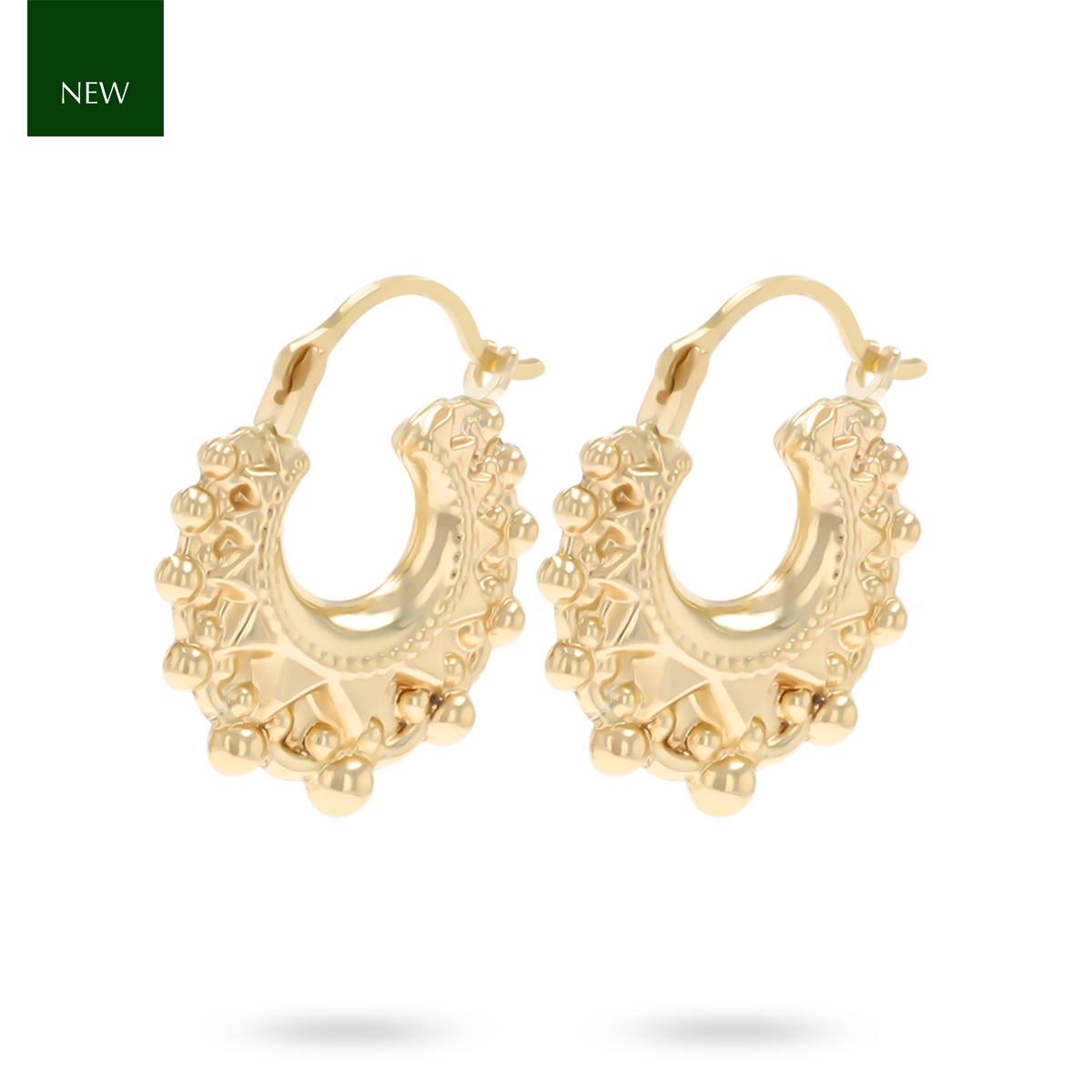 9ct Yellow Gold Micro Round Victorian Style Creole Earrings