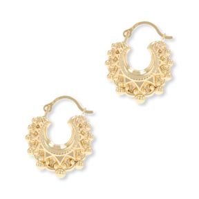9ct Yellow Gold Micro Round Victorian Style Creole Earrings
