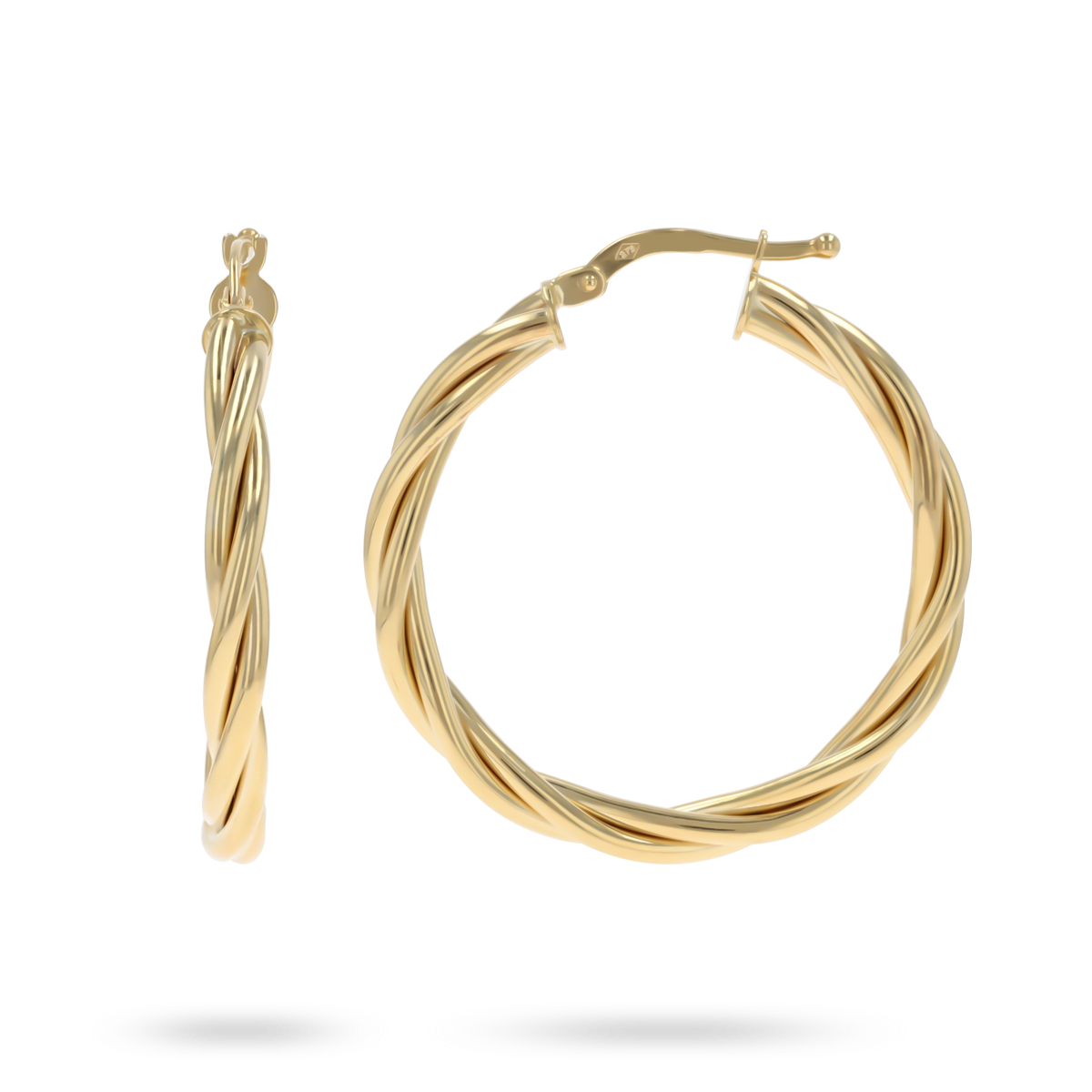 9ct Yellow Gold Double Twist Round Hoop Earrings