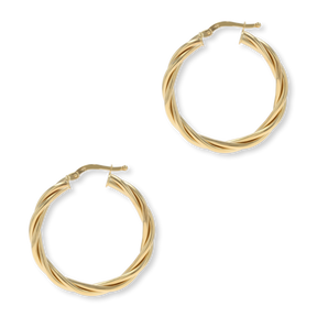 9ct Yellow Gold Double Twist Round Hoop Earrings