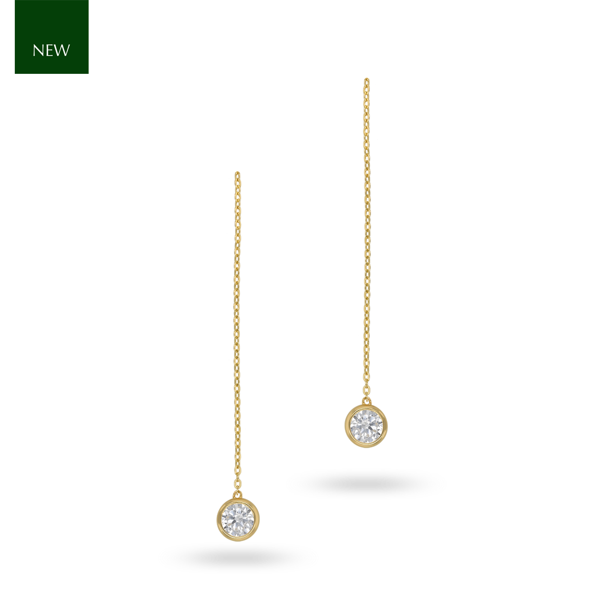 9ct Yellow Gold Cubic Zirconia Pull Through Drop Earrings