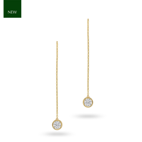 9ct Yellow Gold Cubic Zirconia Pull Through Drop Earrings