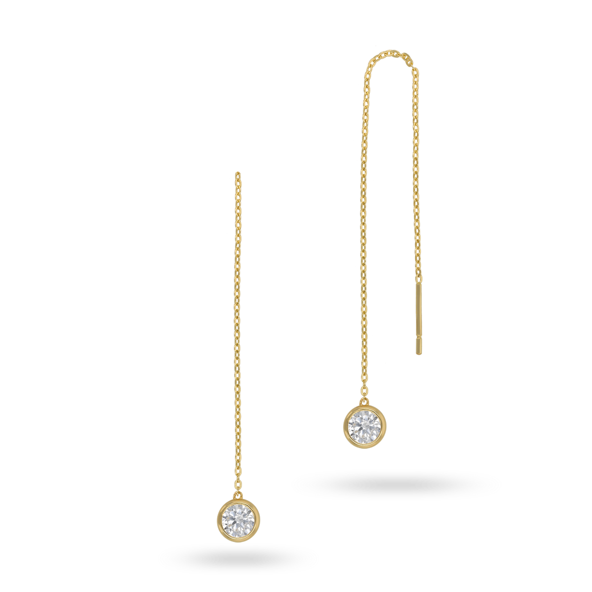 9ct Yellow Gold Cubic Zirconia Pull Through Drop Earrings