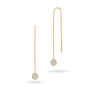 9ct Yellow Gold Cubic Zirconia Pull Through Drop Earrings