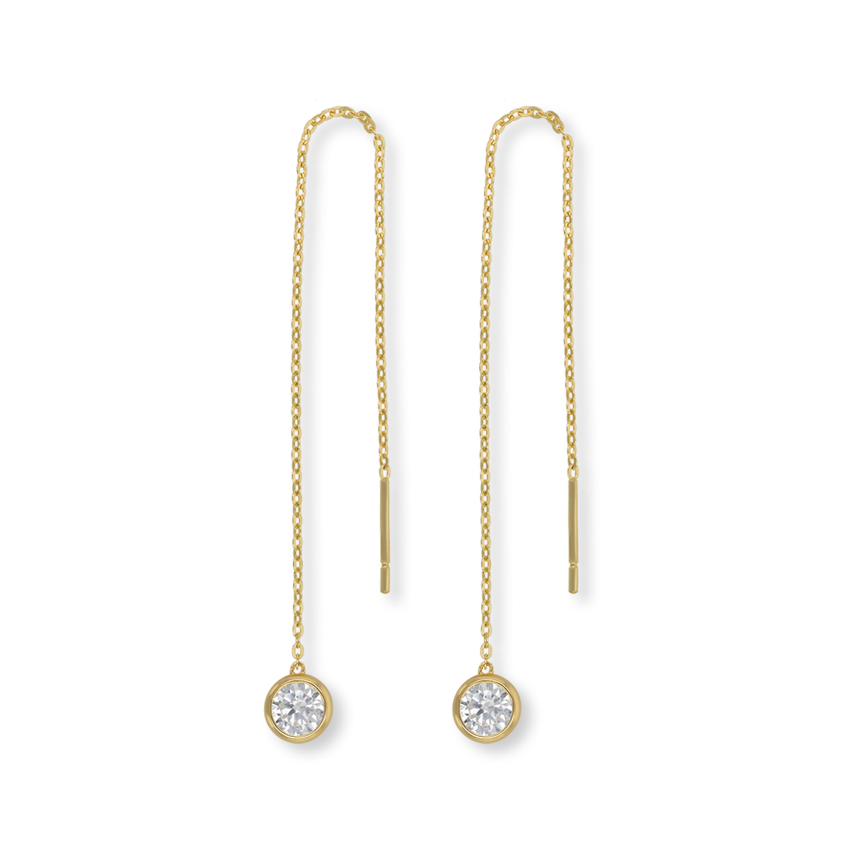 9ct Yellow Gold Cubic Zirconia Pull Through Drop Earrings