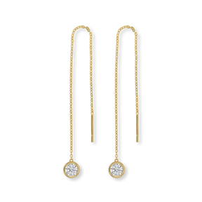 9ct Yellow Gold Cubic Zirconia Pull Through Drop Earrings