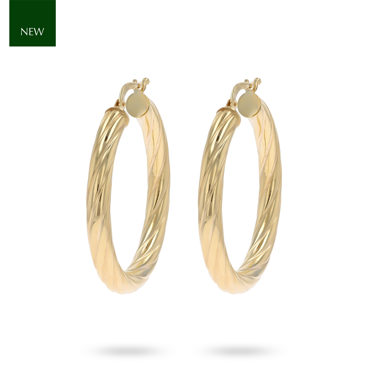 9ct Yellow Gold Chunky Twisted Round Hoop Earrings