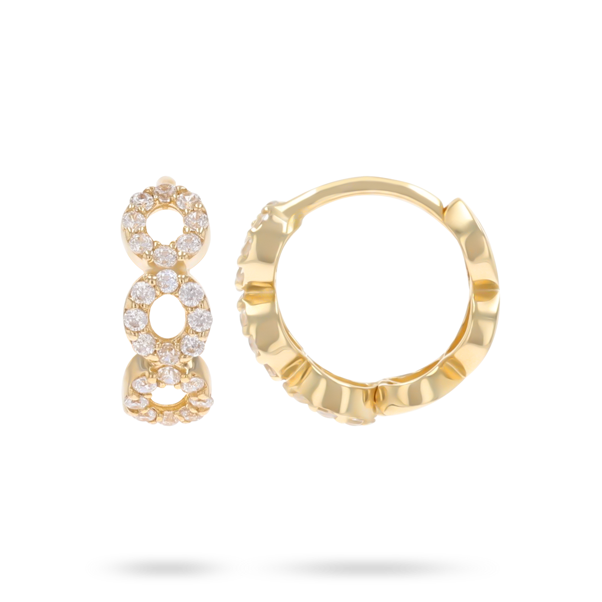 9ct Yellow Gold Infinity Cubic Zirconia Set Hinged Huggie Earrings