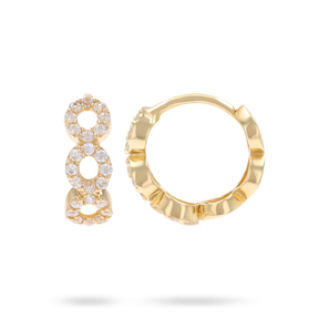 9ct Yellow Gold Infinity Cubic Zirconia Set Hinged Huggie Earrings