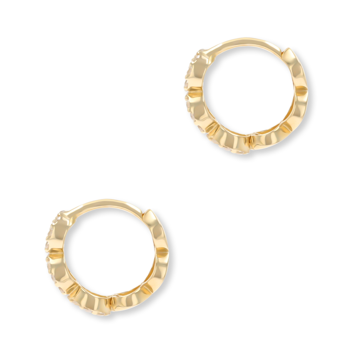 9ct Yellow Gold Infinity Cubic Zirconia Set Hinged Huggie Earrings
