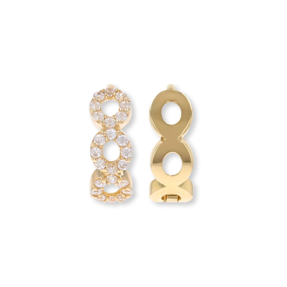9ct Yellow Gold Infinity Cubic Zirconia Set Hinged Huggie Earrings