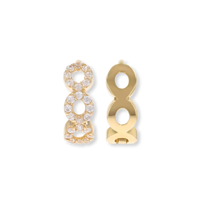 9ct Yellow Gold Infinity Cubic Zirconia Set Hinged Huggie Earrings