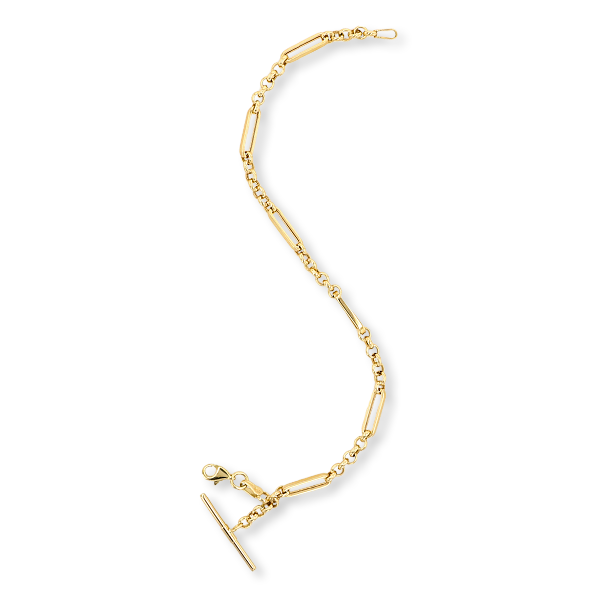 9ct Yellow Gold Albert Design Figaro Belcher Link Bracelet