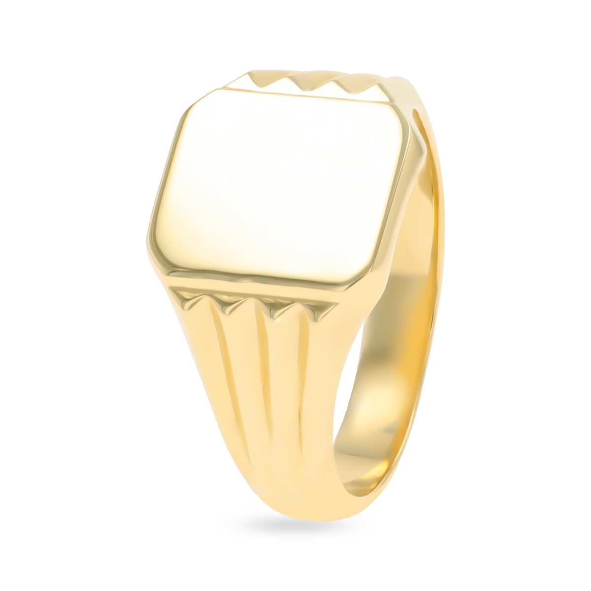 9ct Yellow Gold 12x11mm Plain Rectangular Signet Ring