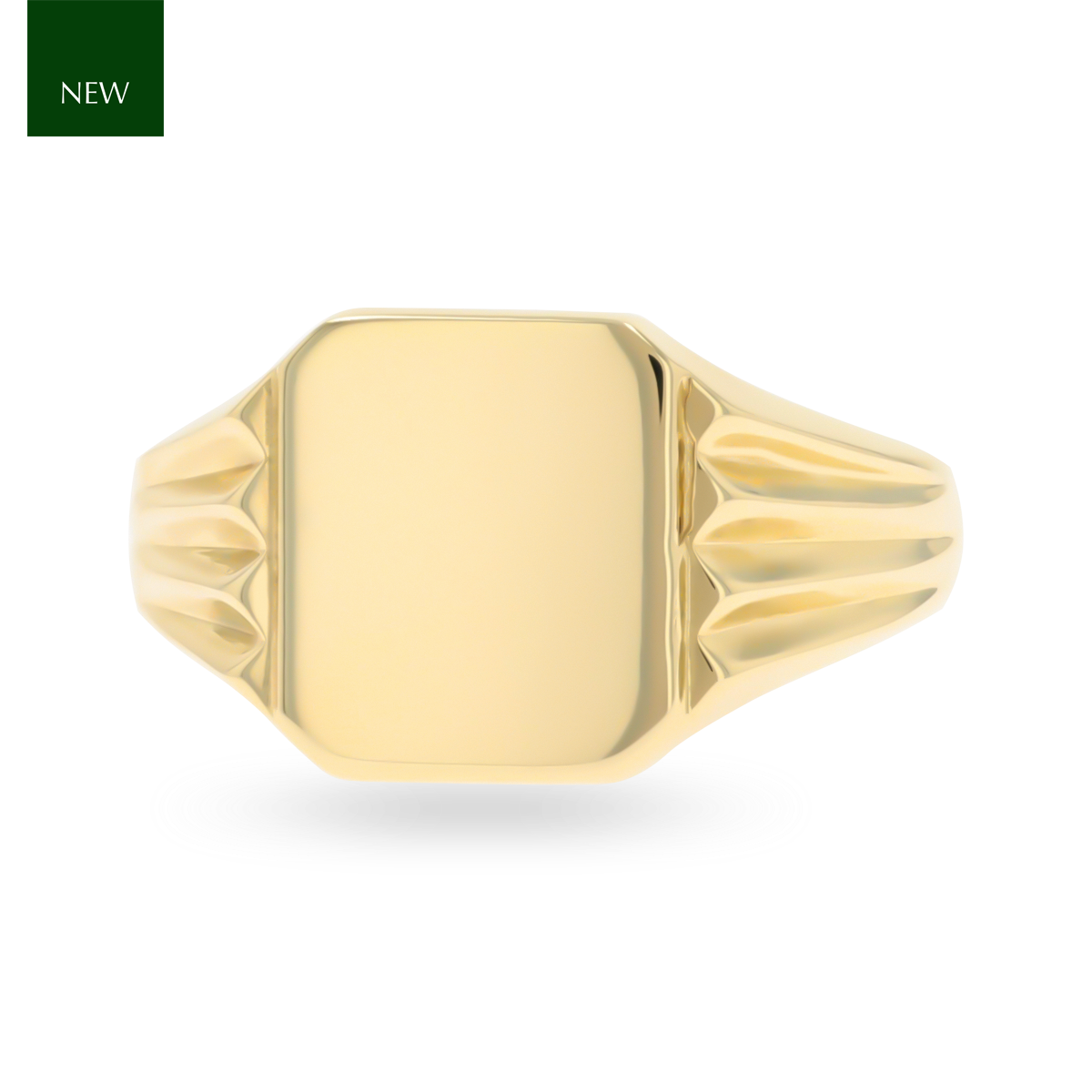 9ct Yellow Gold 12x11mm Plain Rectangular Signet Ring