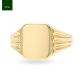 9ct Yellow Gold 12x11mm Plain Rectangular Signet Ring