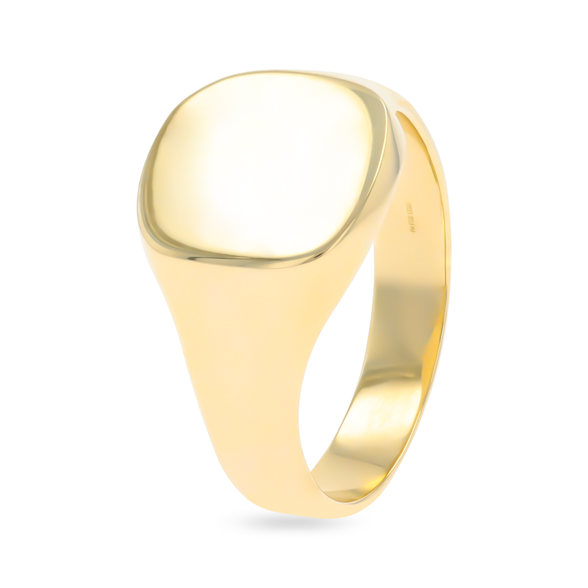 9ct Yellow Gold 14x13mm Plain Cushion Signet Ring