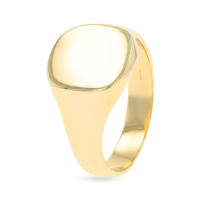 9ct Yellow Gold 14x13mm Plain Cushion Signet Ring