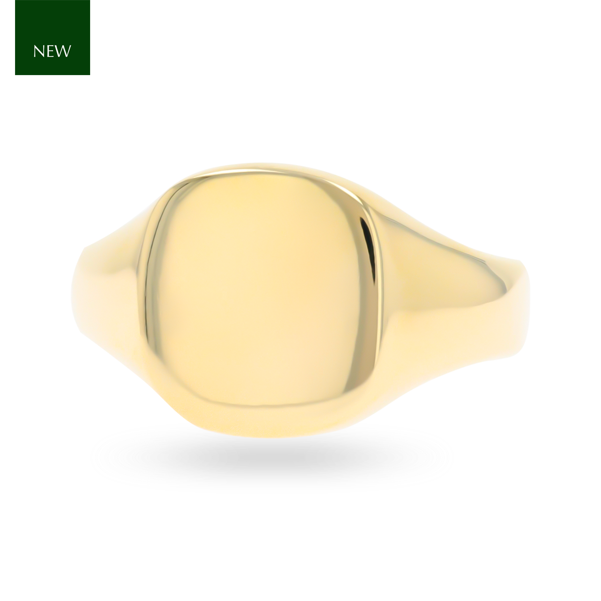 9ct Yellow Gold 14x13mm Plain Cushion Signet Ring