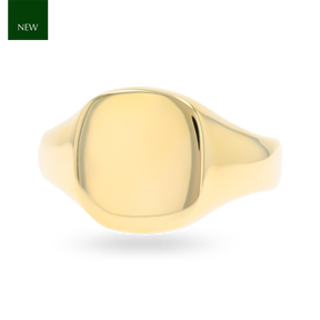 9ct Yellow Gold 14x13mm Plain Cushion Signet Ring