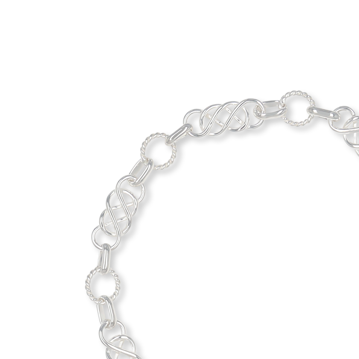Sterling Silver Celtic Knot & Twisted Wire Circle Link Bracelet