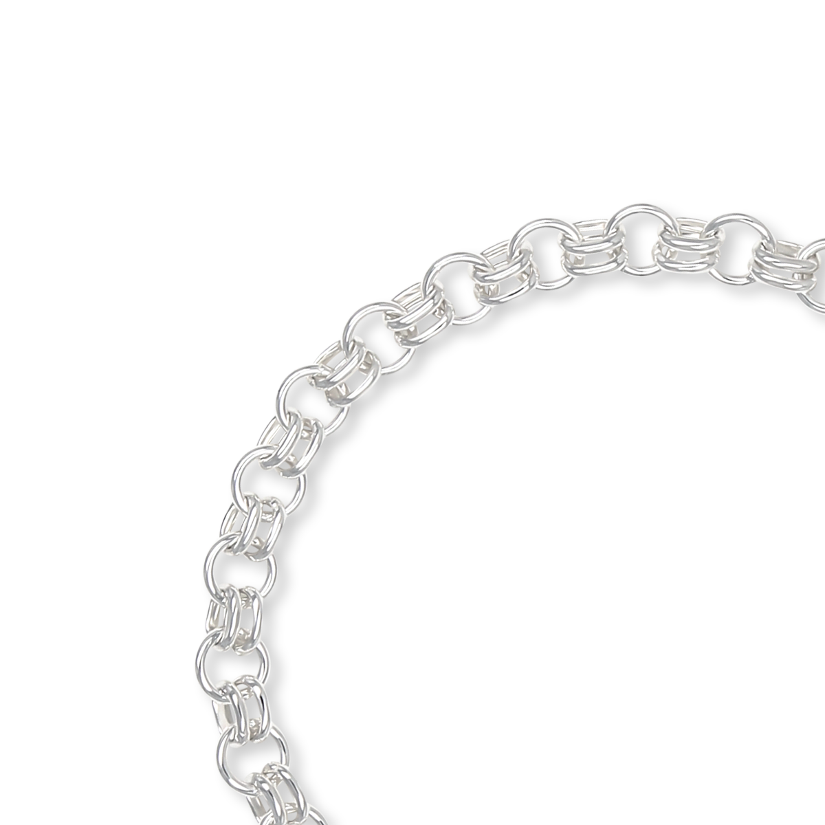 Sterling Silver Double & Single Round Link Bracelet